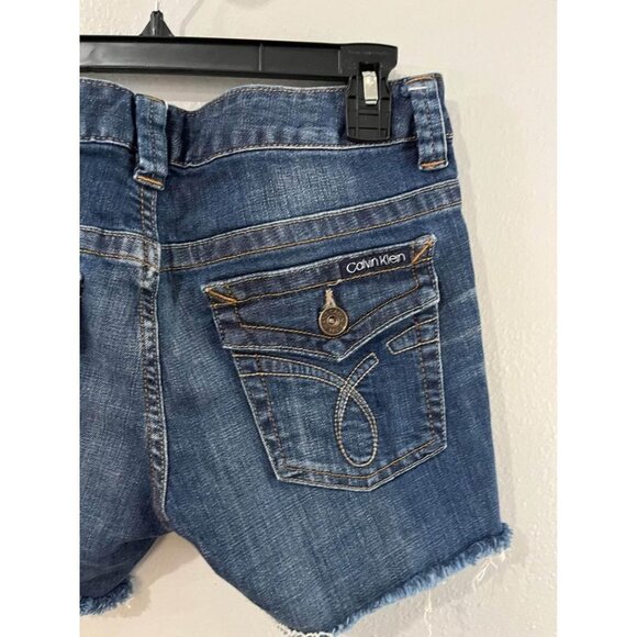 Calvin klein Jean Shorts Distressed Look Size 8 Raw Hem - Picture 5 of 7